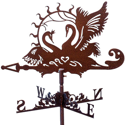 Флюгер на крышу с лебедями